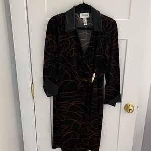Black and Brown Wrap Dress